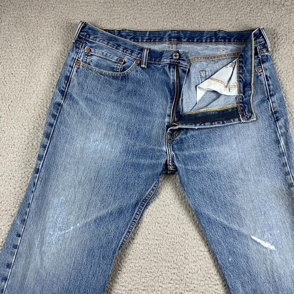 Levi's 505 Regular Straight Fit Distress Jeans Men's 38x30 Medium Wash Denim New - Picture 2 of 14